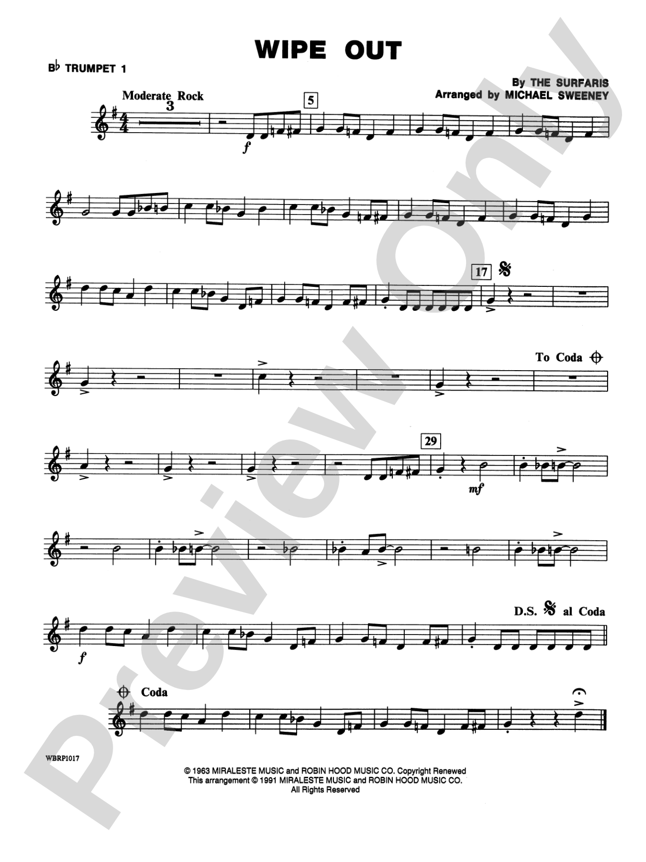 Wipe Out: 1st B-flat Trumpet