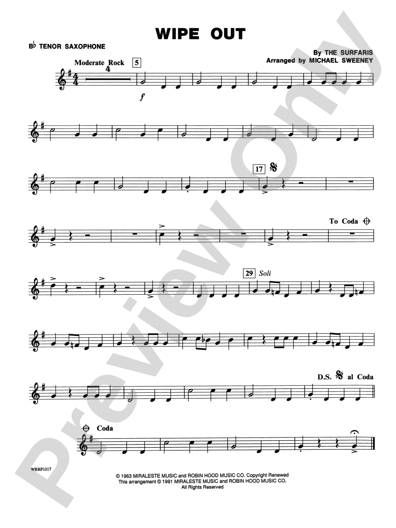 Wipe Out: B-flat Tenor Saxophone