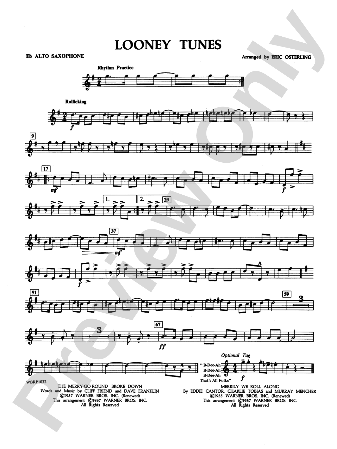 Looney Tunes: E-flat Alto Saxophone