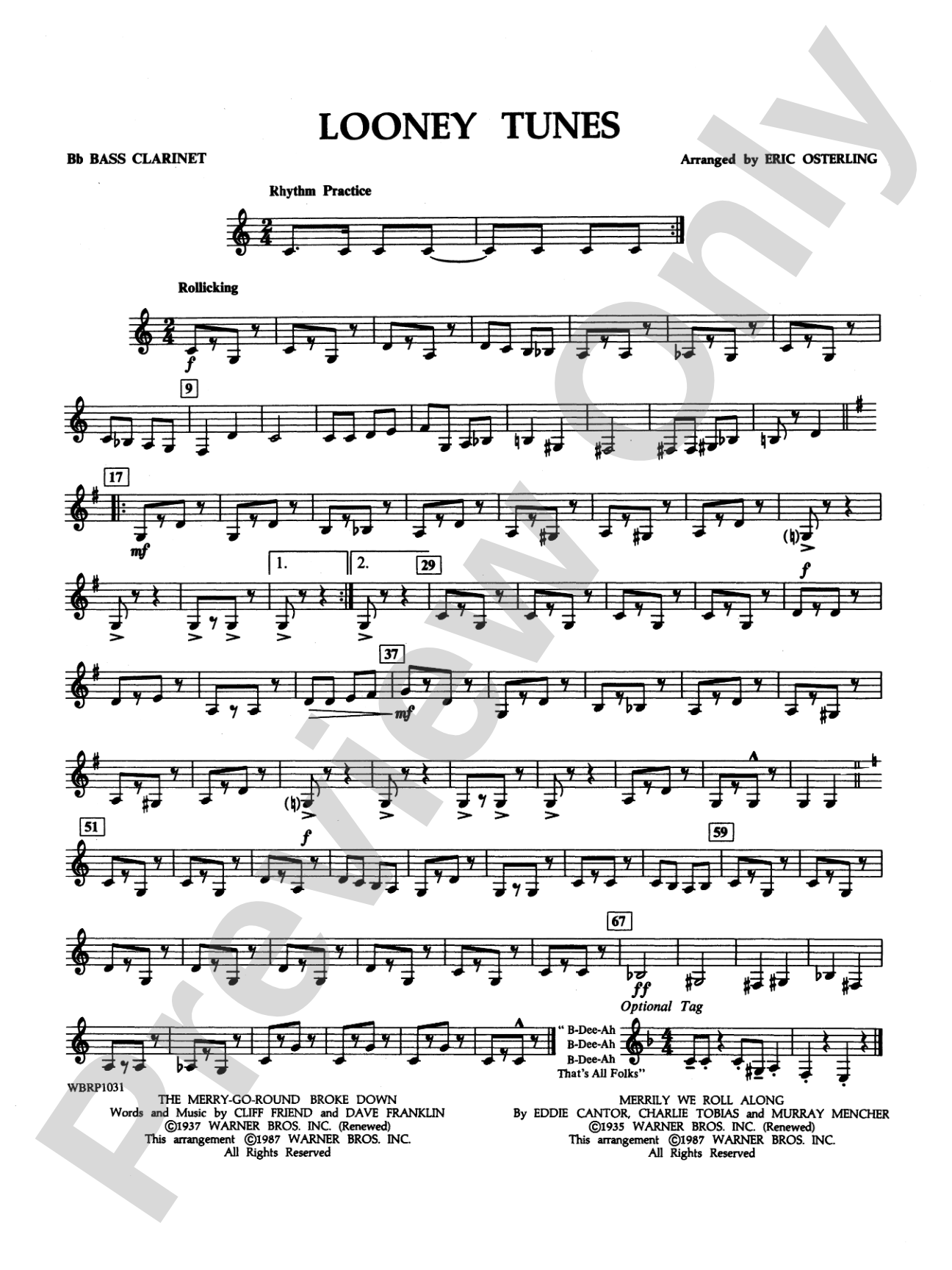 Looney Tunes: B-flat Bass Clarinet
