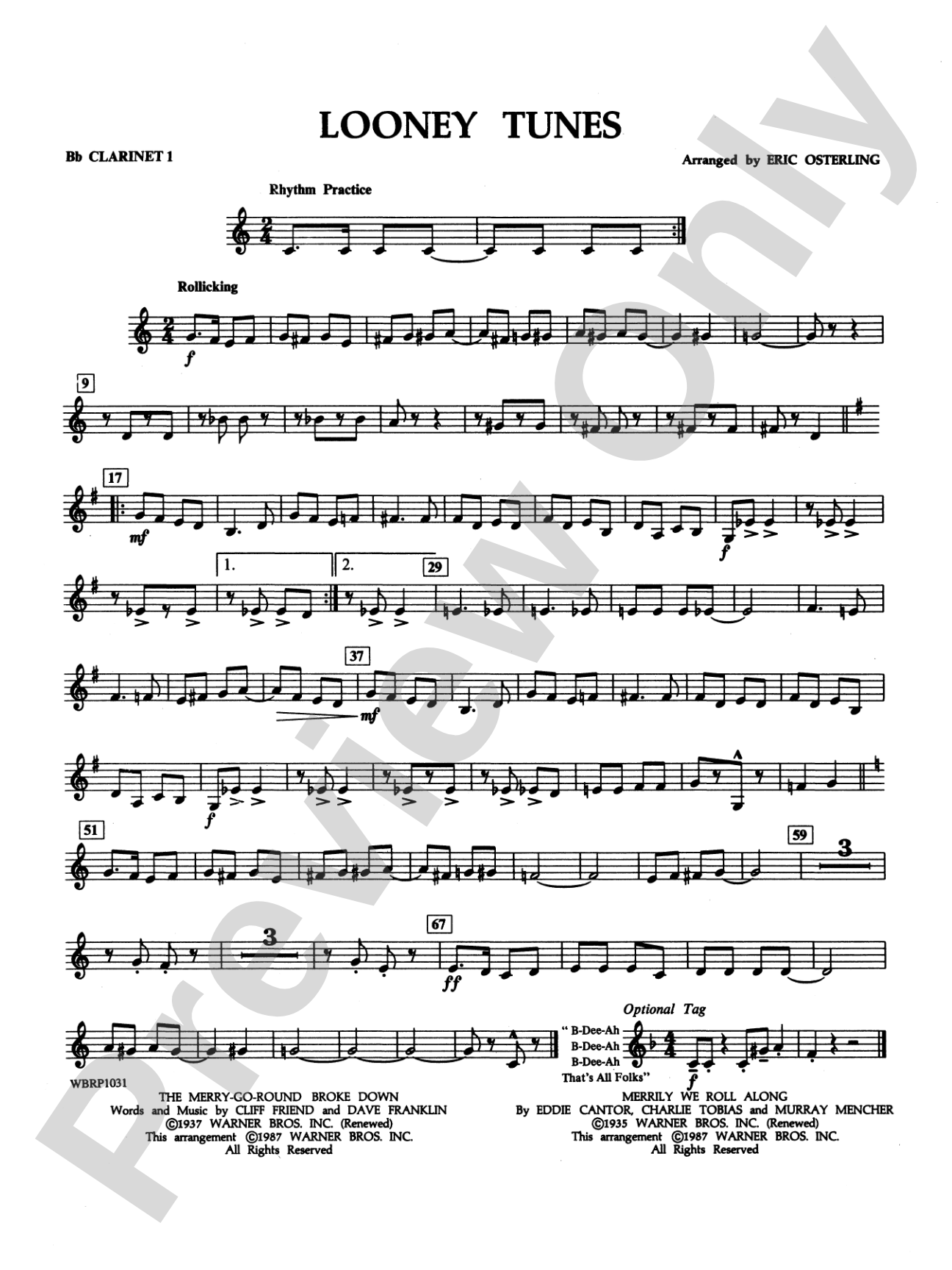 Looney Tunes: 1st B-flat Clarinet