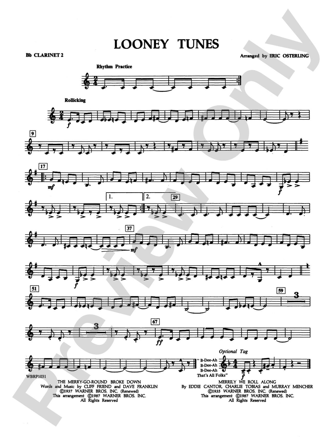 Looney Tunes: 2nd B-flat Clarinet