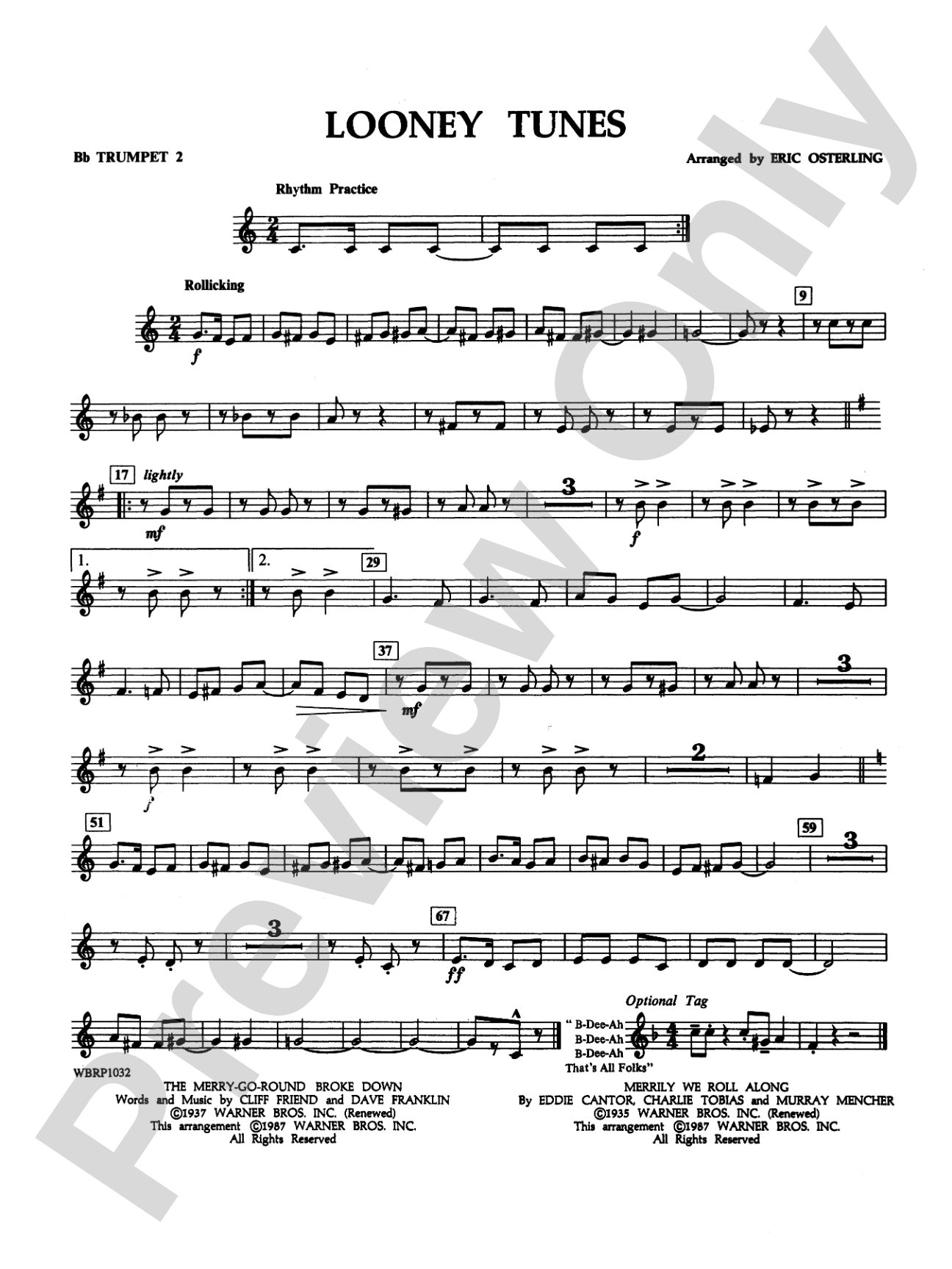 Looney Tunes: 2nd B-flat Trumpet