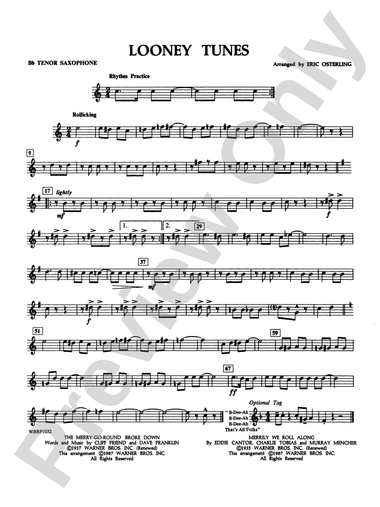 Looney Tunes: B-flat Tenor Saxophone