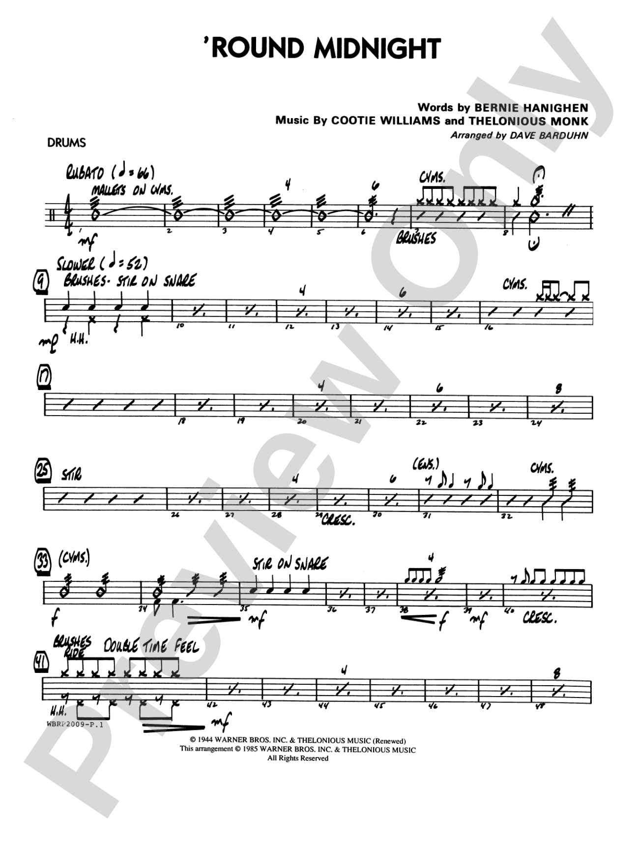 'Round Midnight: Drums