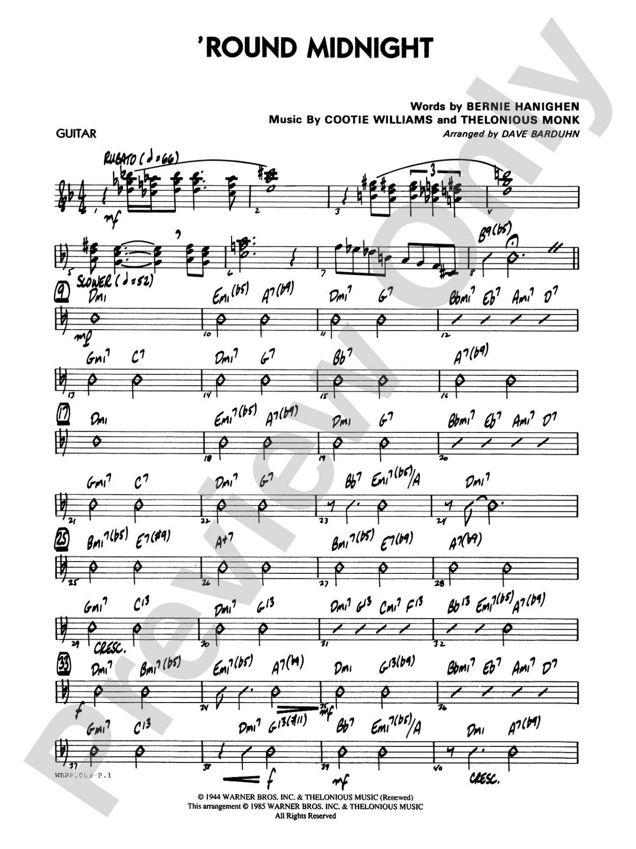 'Round Midnight: Guitar