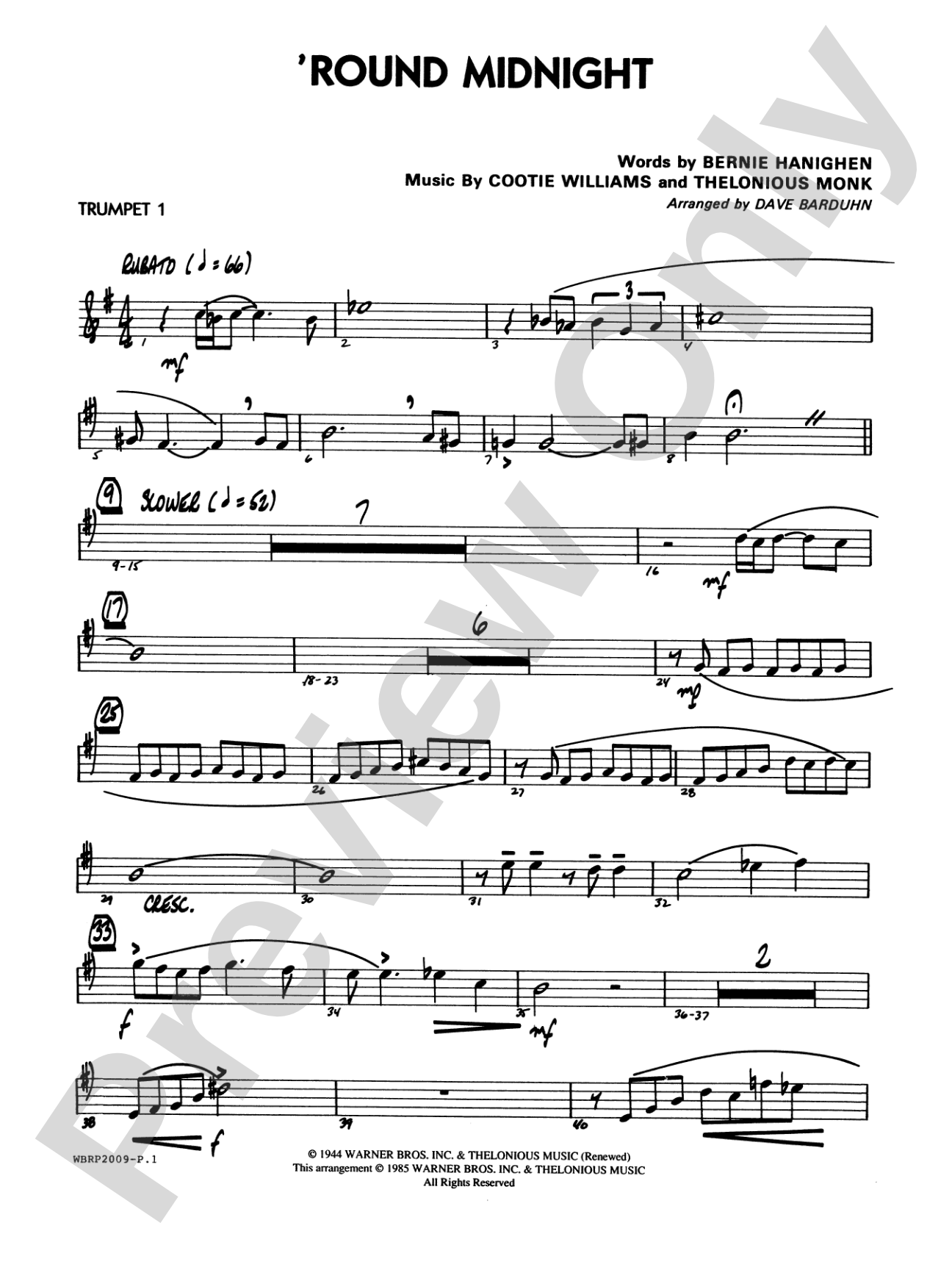 'Round Midnight: 1st B-flat Trumpet
