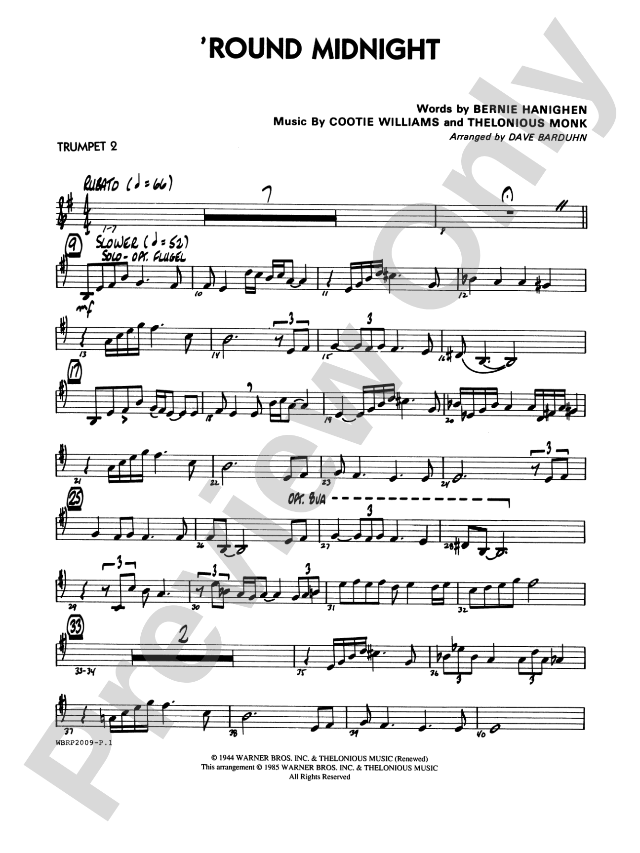 'Round Midnight: 2nd B-flat Trumpet