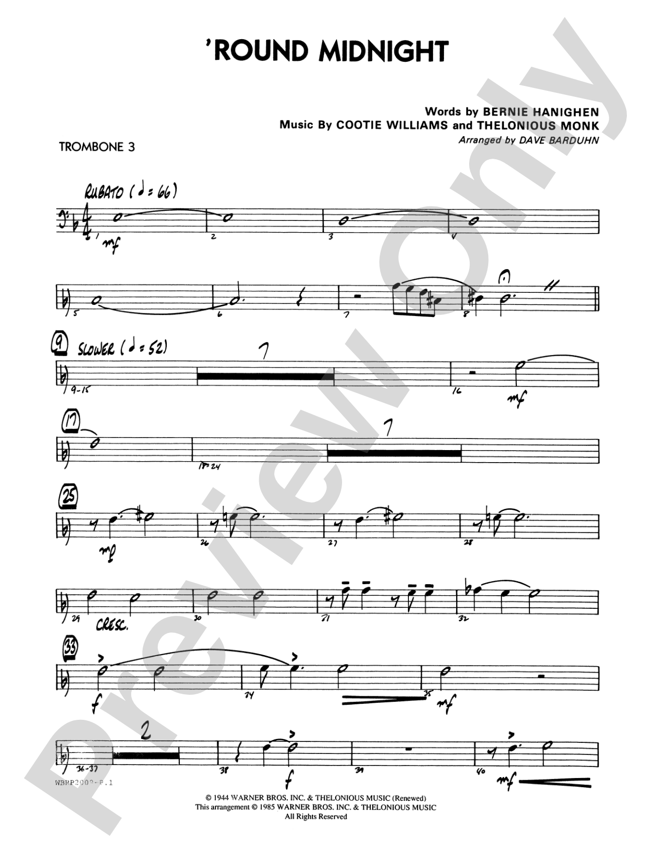 'Round Midnight: 3rd Trombone