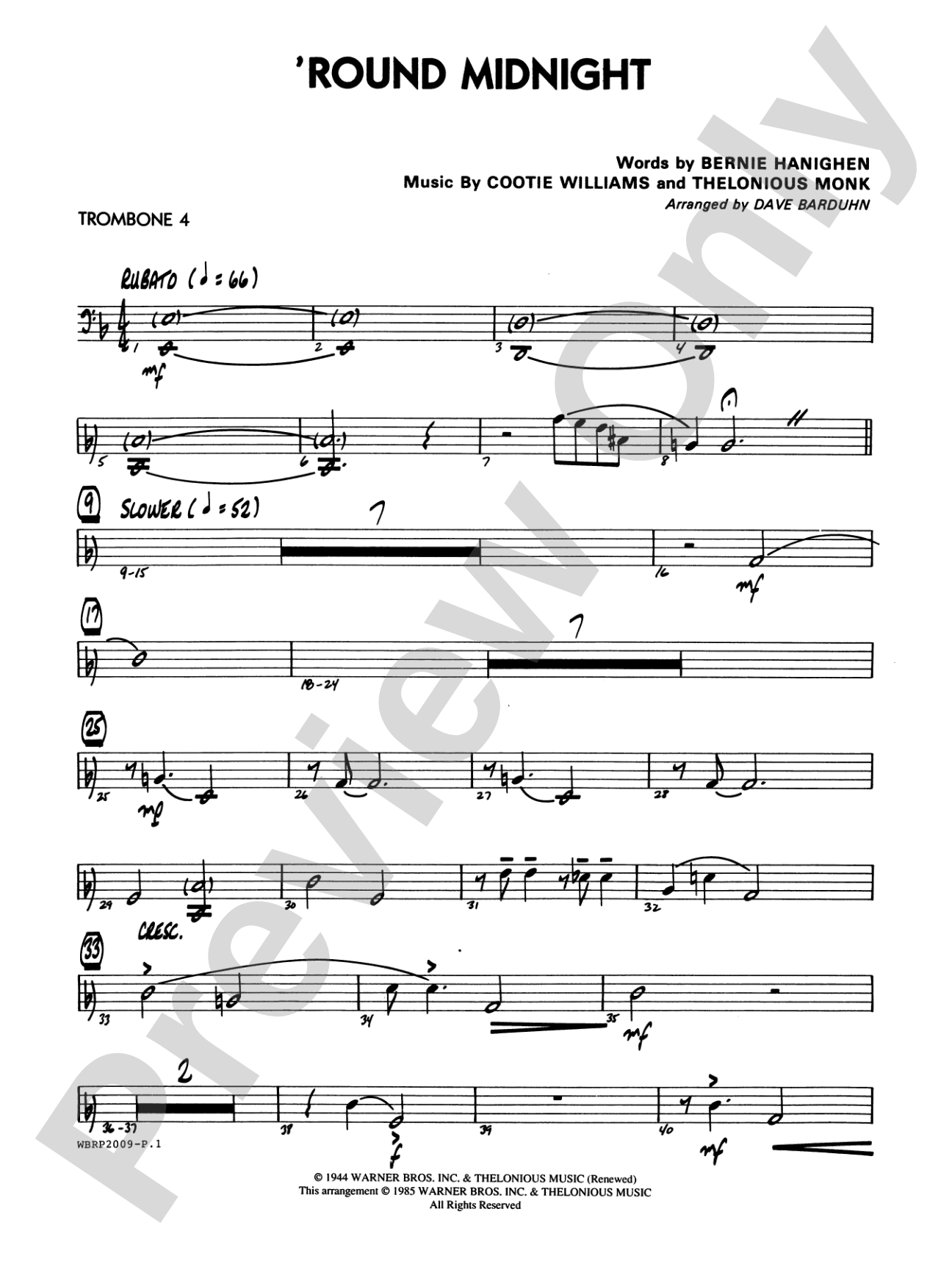 'Round Midnight: 4th Trombone