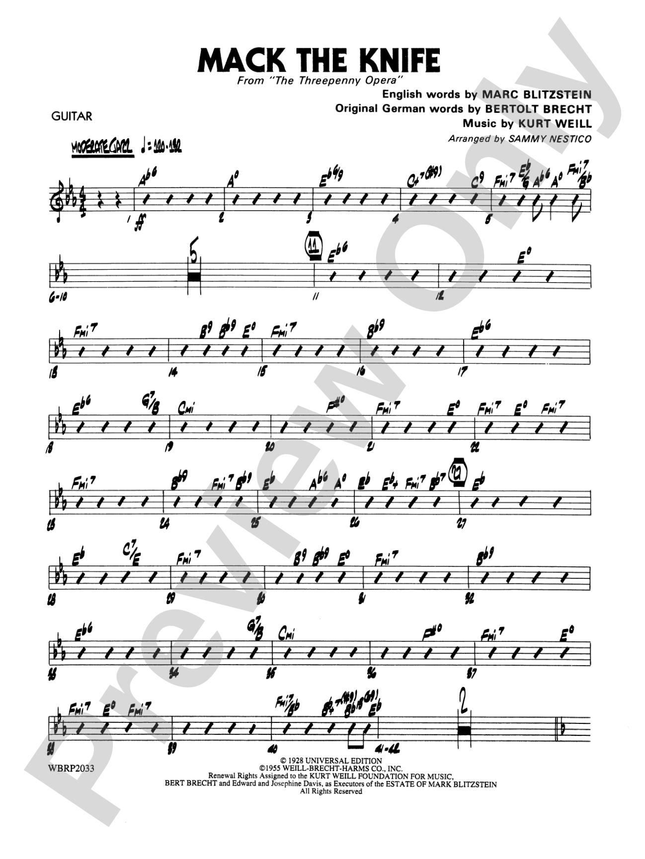 Mack the Knife (from The Threepenny Opera): Guitar