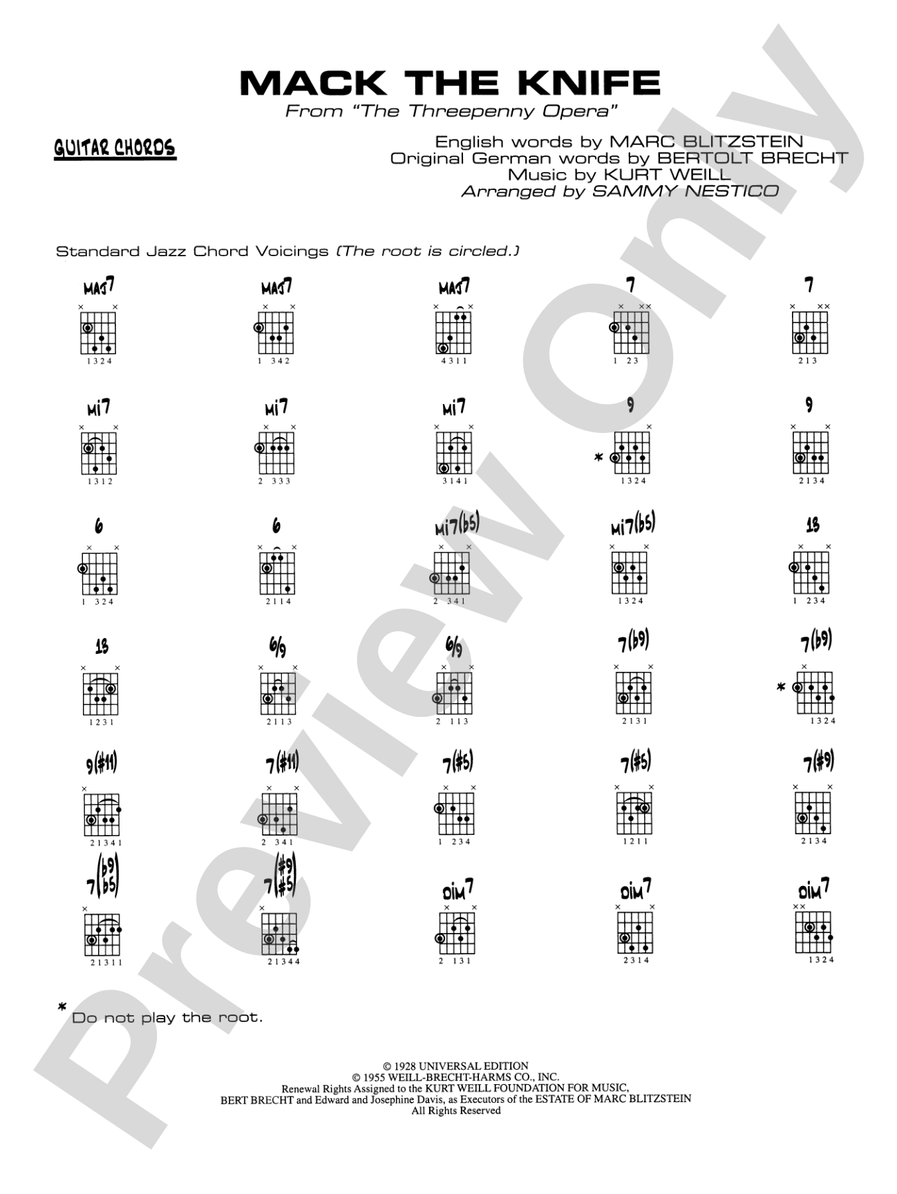Mack the Knife (from The Threepenny Opera): Guitar Chords