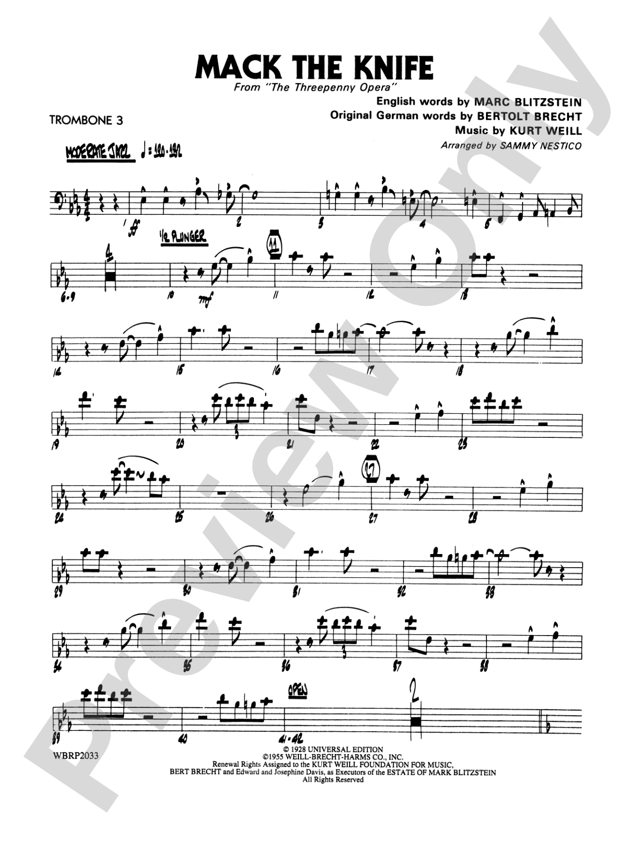 Mack the Knife (from The Threepenny Opera): 3rd Trombone