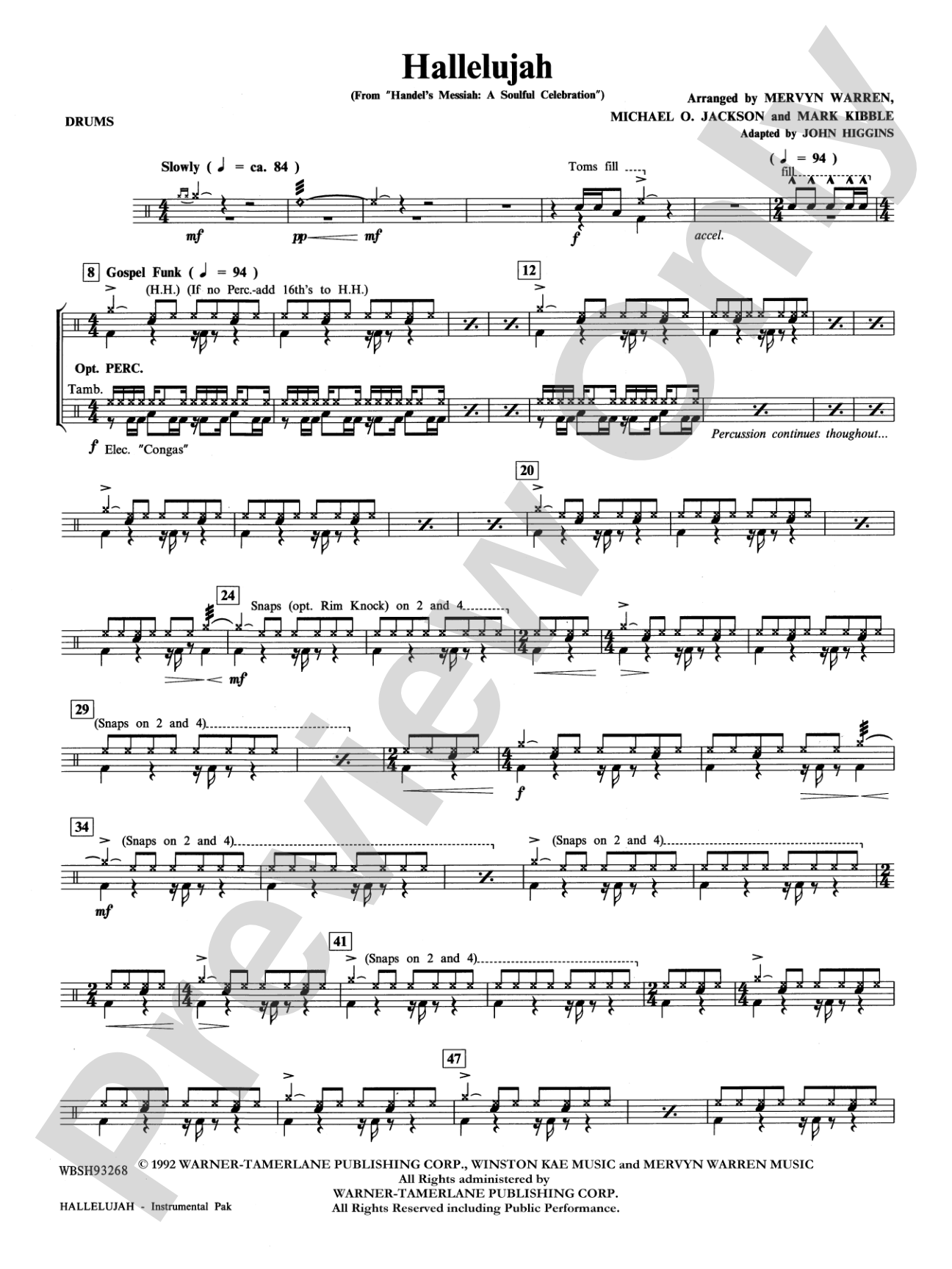 Hallelujah from Handel's Messiah: A Soulful Celebration: Drums: Choral Instrumental Parts