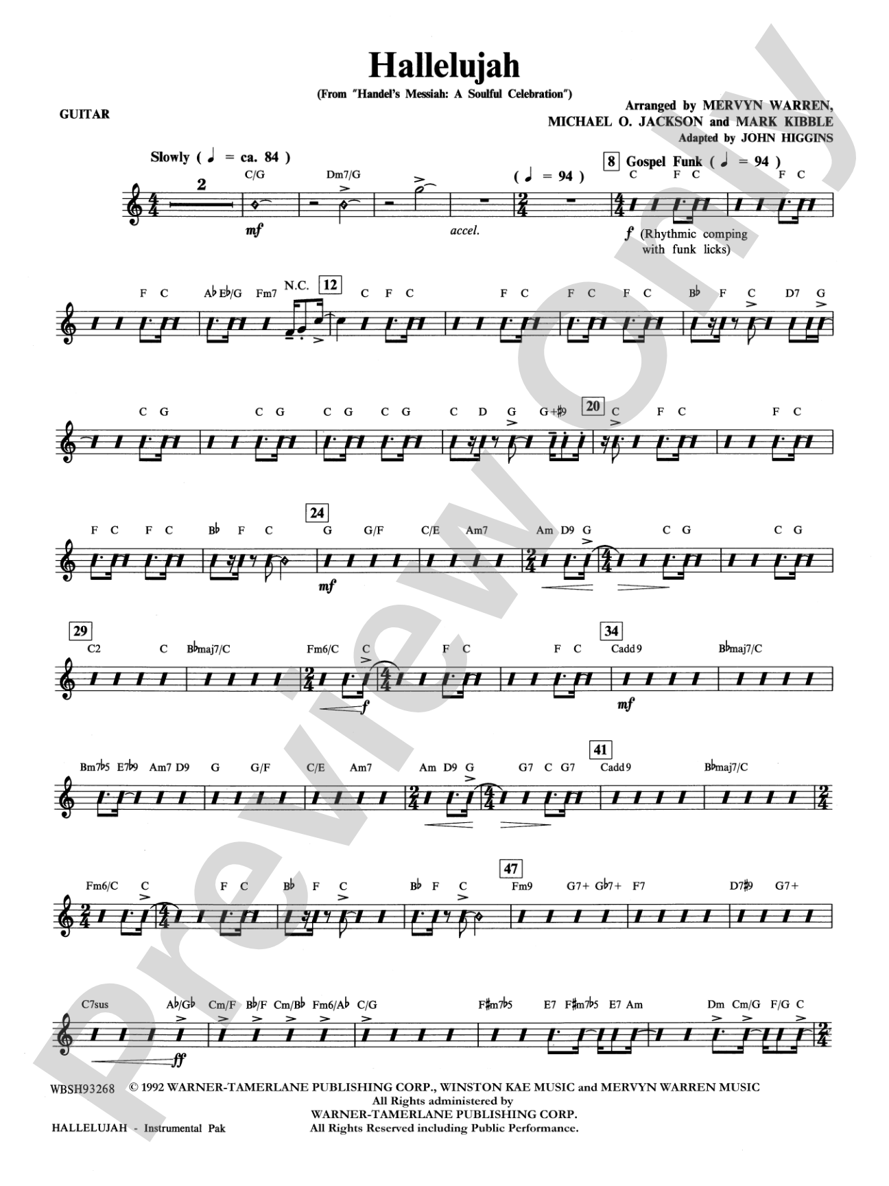 Hallelujah from Handel's Messiah: A Soulful Celebration: Guitar: Choral Instrumental Parts