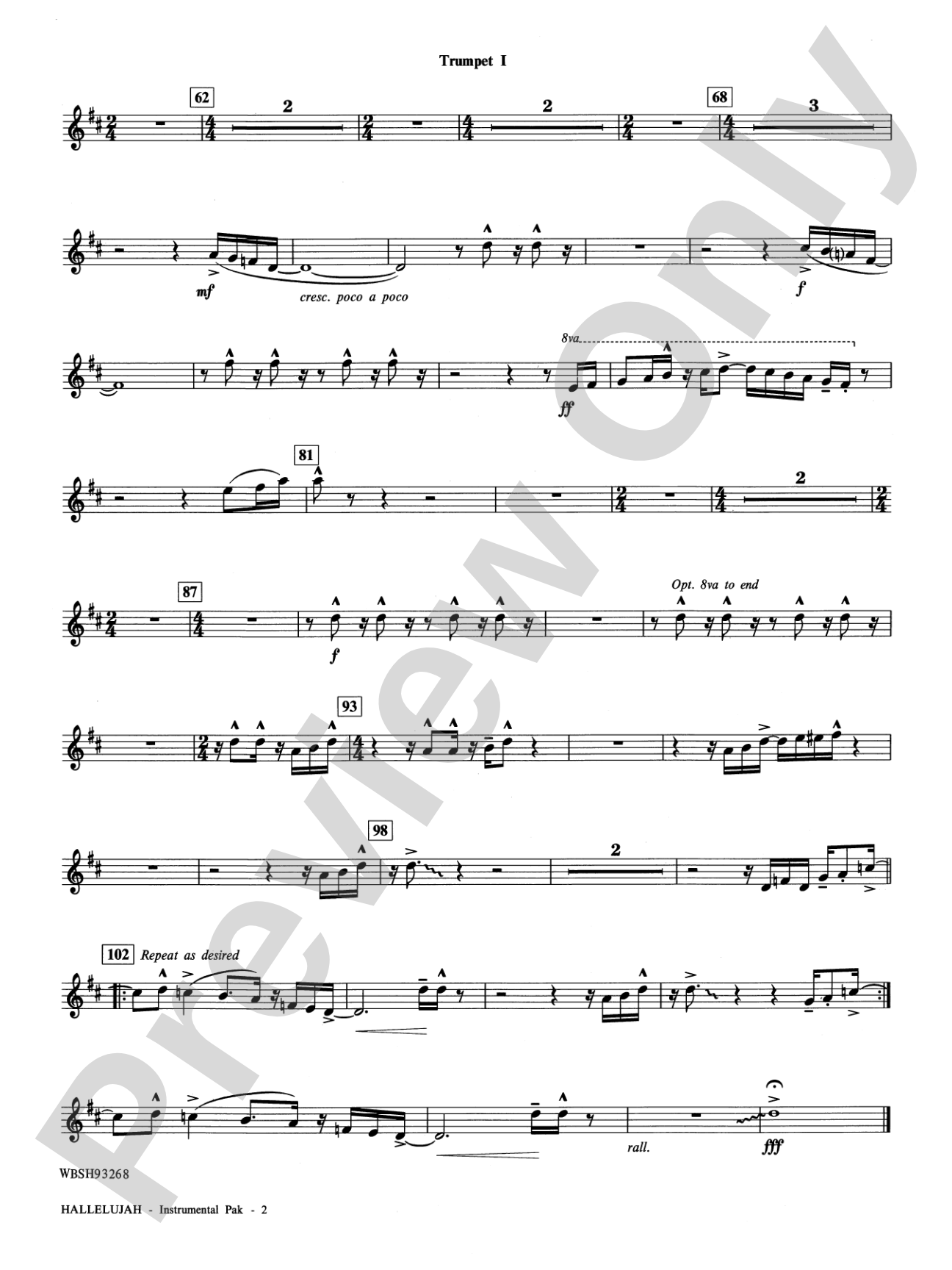 Hallelujah from Handel's Messiah: A Soulful Celebration: Choral Instrumental Parts