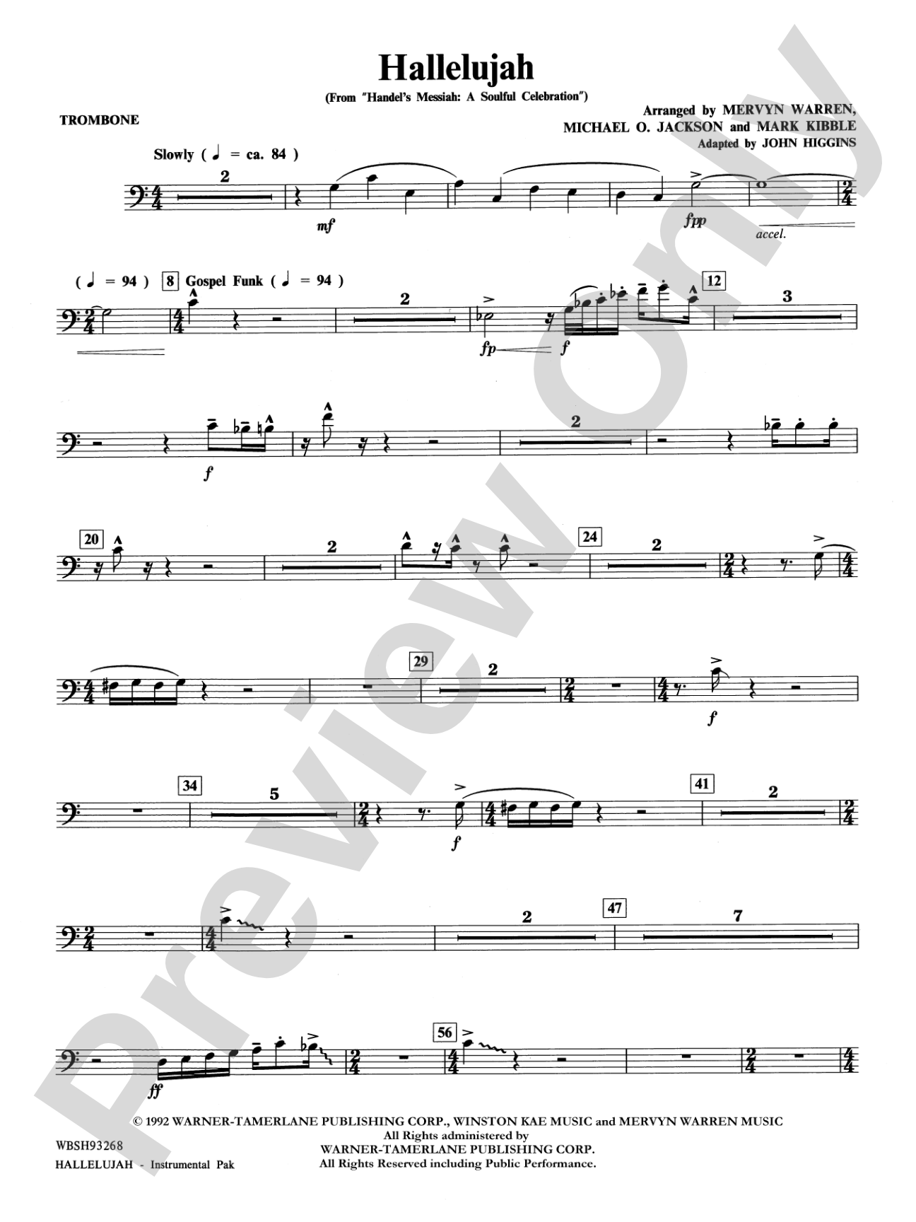 Hallelujah from Handel's Messiah: A Soulful Celebration: 1st Trombone: Choral Instrumental Parts
