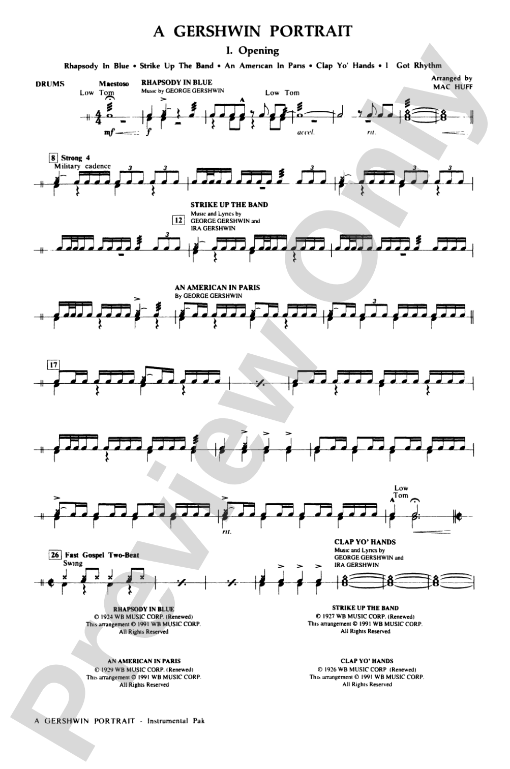 A Gershwin Portrait! The Music of George and Ira Gershwin: Drums: Choral Instrumental Parts