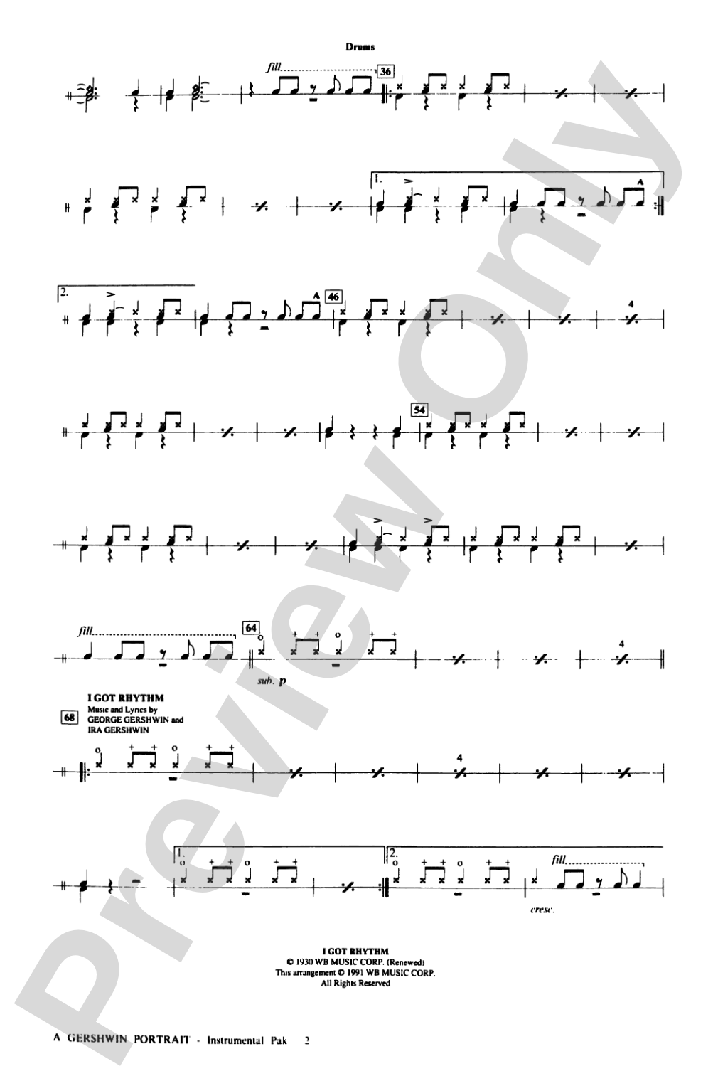 A Gershwin Portrait! The Music of George and Ira Gershwin: Drums: Choral Instrumental Parts