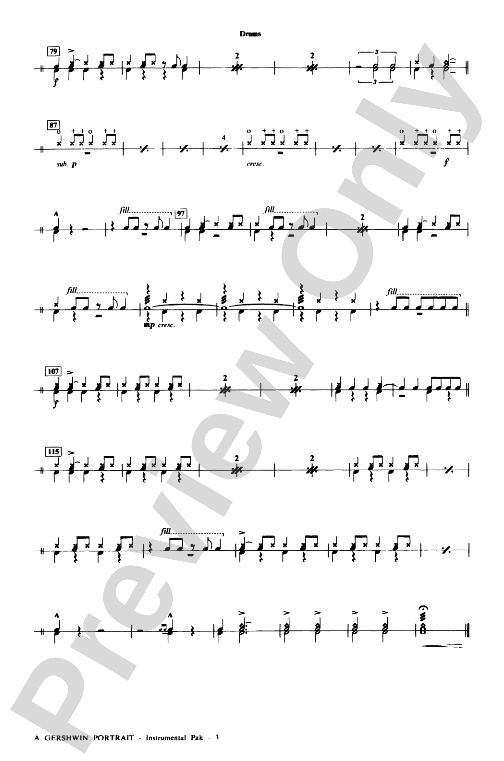 A Gershwin Portrait! The Music of George and Ira Gershwin: Drums: Choral Instrumental Parts