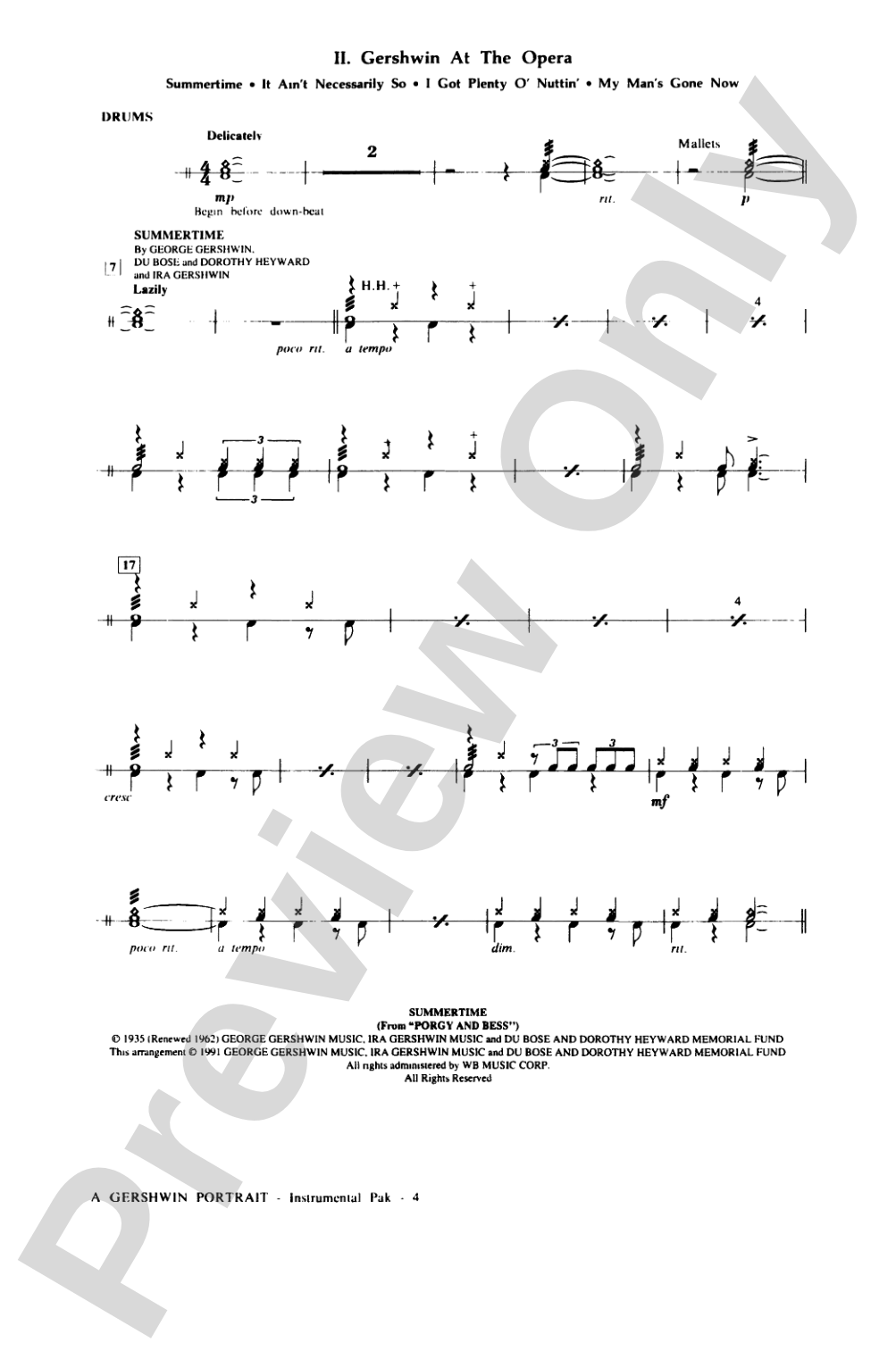A Gershwin Portrait! The Music of George and Ira Gershwin: Drums: Choral Instrumental Parts
