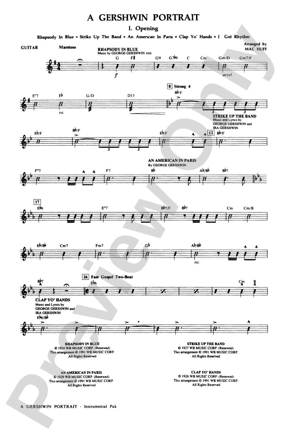 A Gershwin Portrait! The Music of George and Ira Gershwin: Guitar: Choral Instrumental Parts