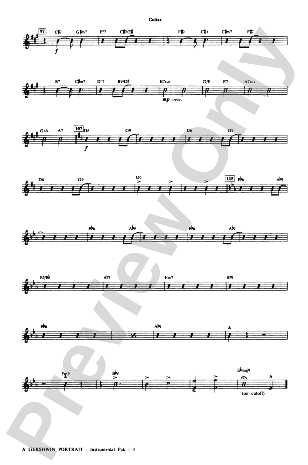 A Gershwin Portrait! The Music of George and Ira Gershwin: Guitar: Choral Instrumental Parts