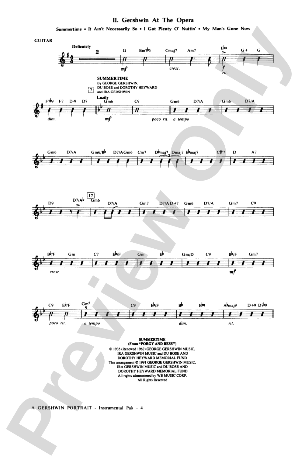 A Gershwin Portrait! The Music of George and Ira Gershwin: Guitar: Choral Instrumental Parts