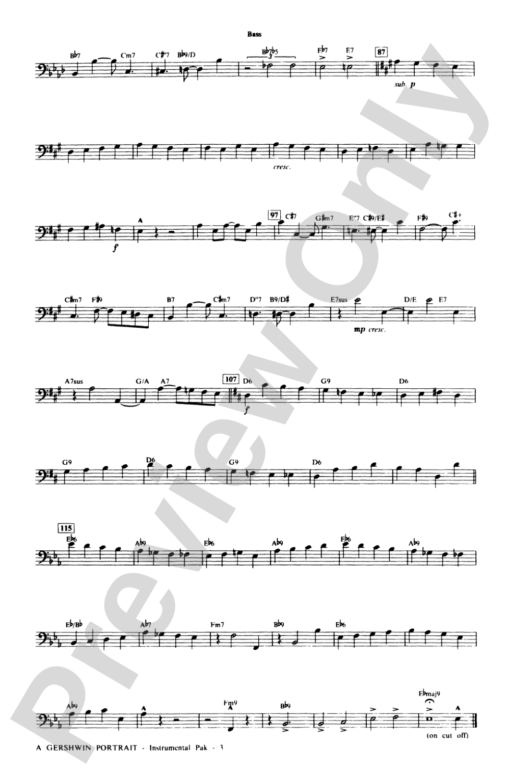 A Gershwin Portrait! The Music of George and Ira Gershwin: String Bass: Choral Instrumental Parts