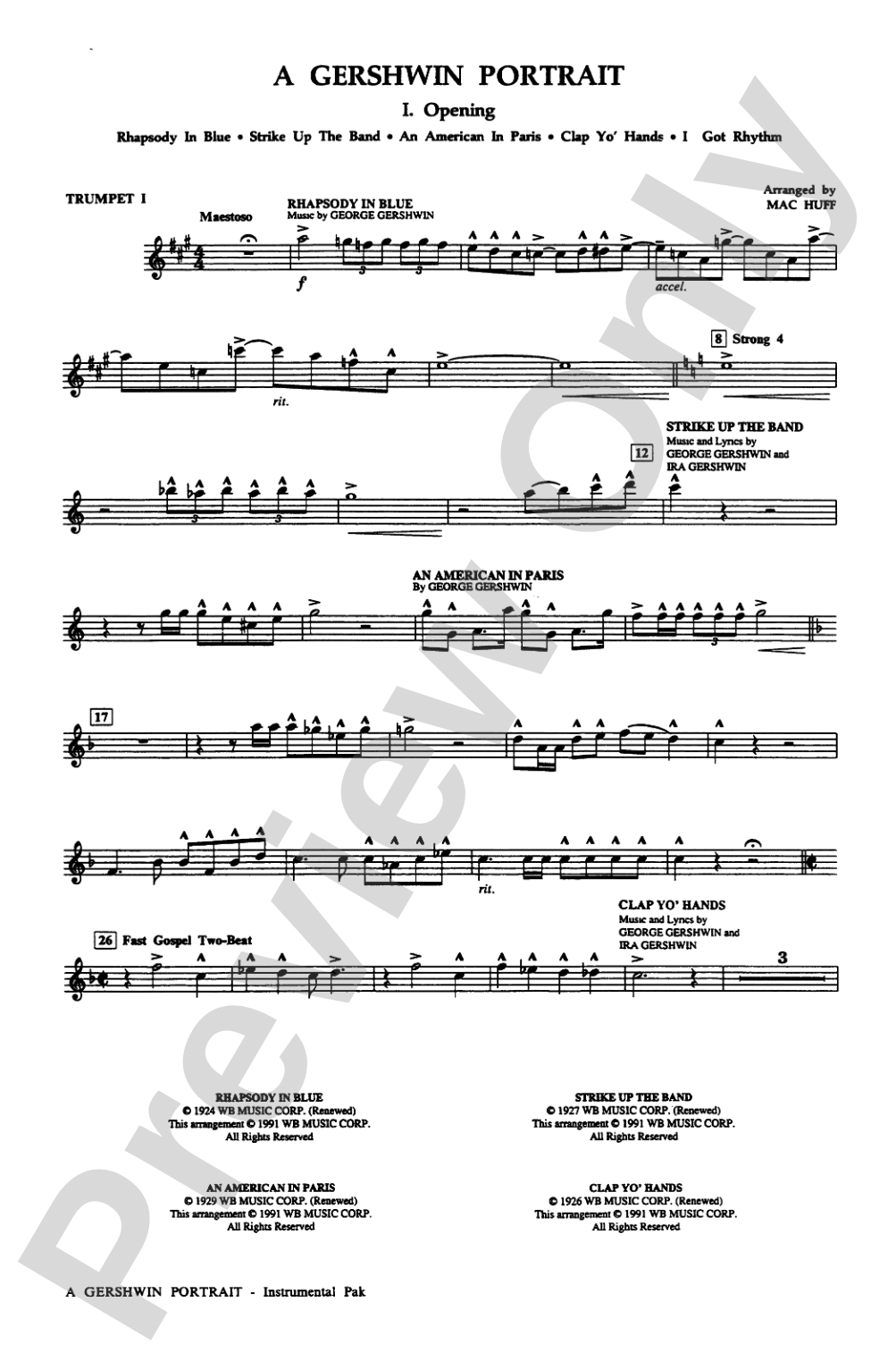 A Gershwin Portrait! The Music of George and Ira Gershwin: Choral Instrumental Parts