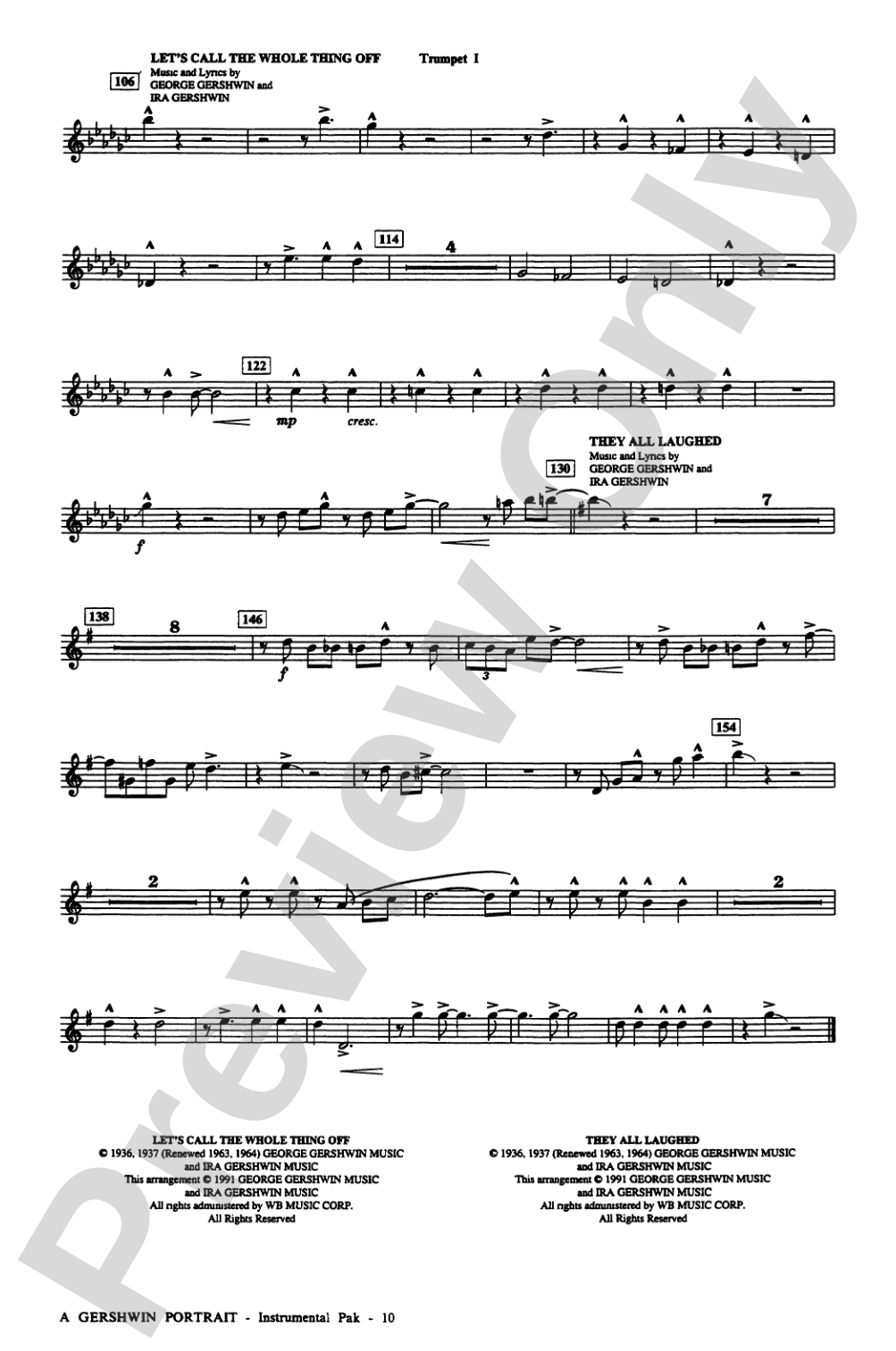 A Gershwin Portrait! The Music of George and Ira Gershwin: Choral Instrumental Parts