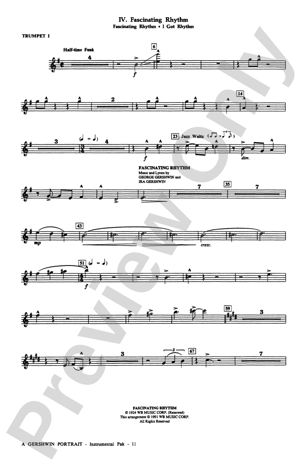A Gershwin Portrait! The Music of George and Ira Gershwin: Choral Instrumental Parts
