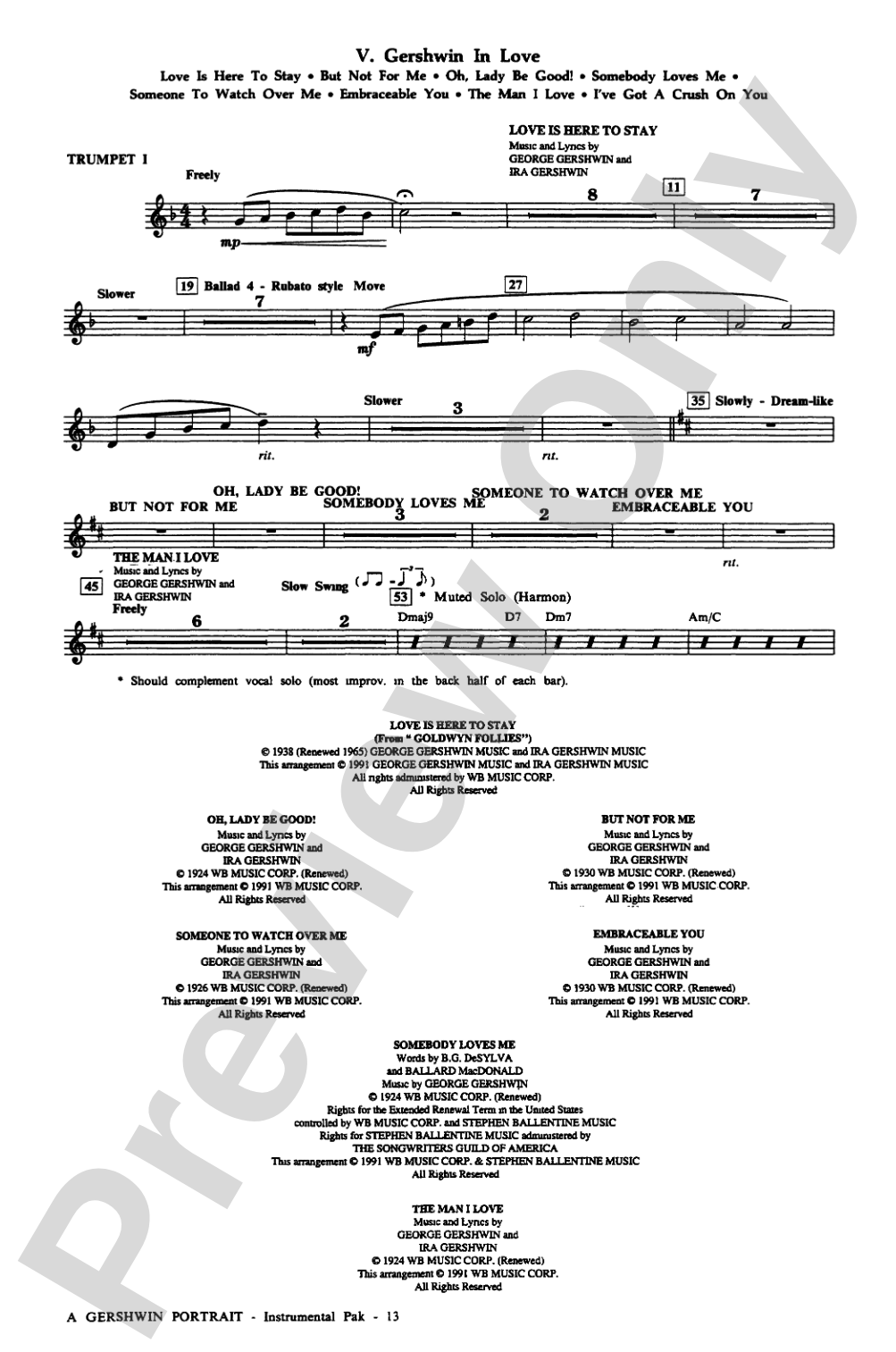 A Gershwin Portrait! The Music of George and Ira Gershwin: Choral Instrumental Parts