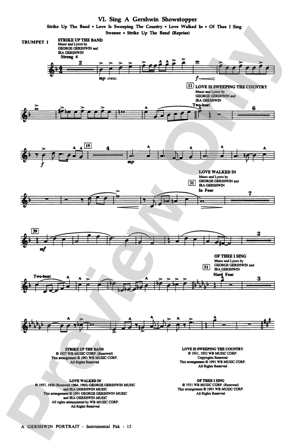 A Gershwin Portrait! The Music of George and Ira Gershwin: Choral Instrumental Parts