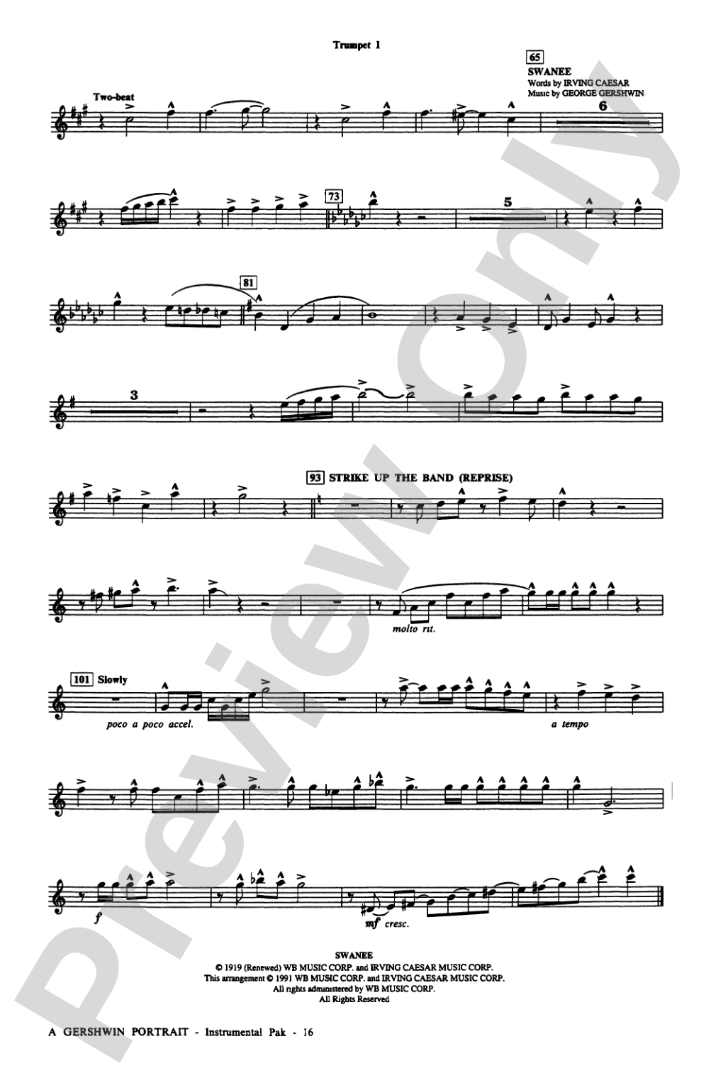 A Gershwin Portrait! The Music of George and Ira Gershwin: Choral Instrumental Parts