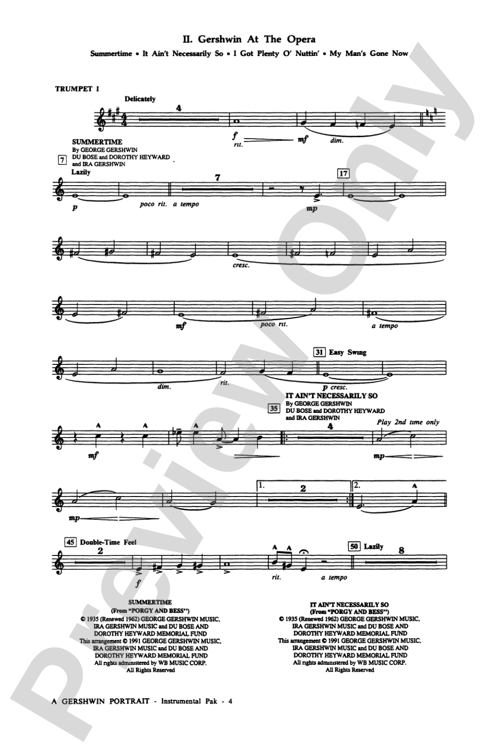 A Gershwin Portrait! The Music of George and Ira Gershwin: Choral Instrumental Parts