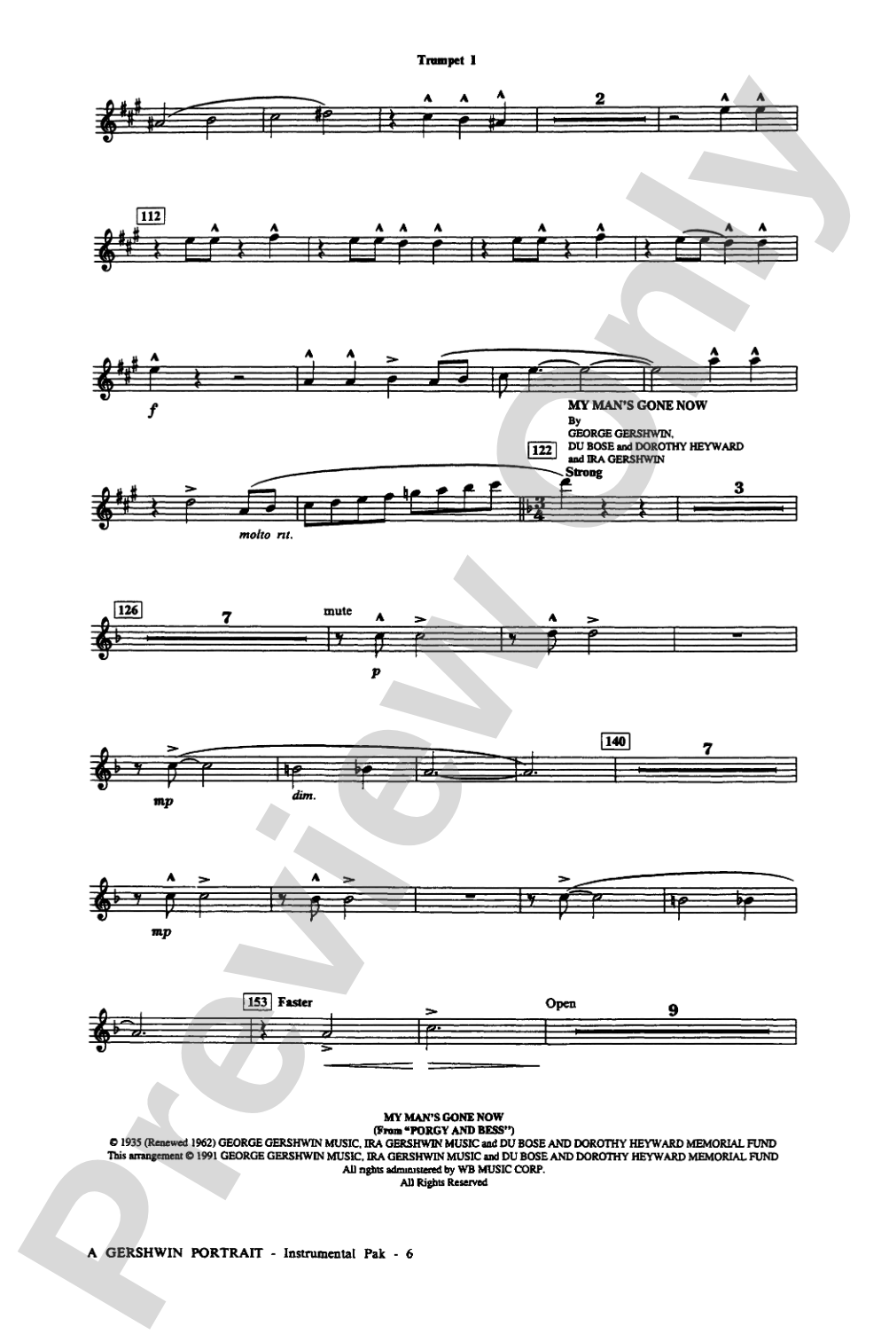 A Gershwin Portrait! The Music of George and Ira Gershwin: Choral Instrumental Parts