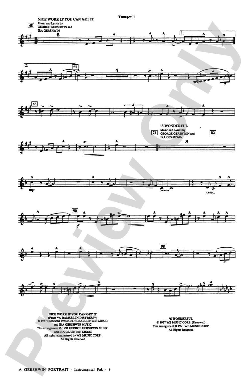 A Gershwin Portrait! The Music of George and Ira Gershwin: Choral Instrumental Parts