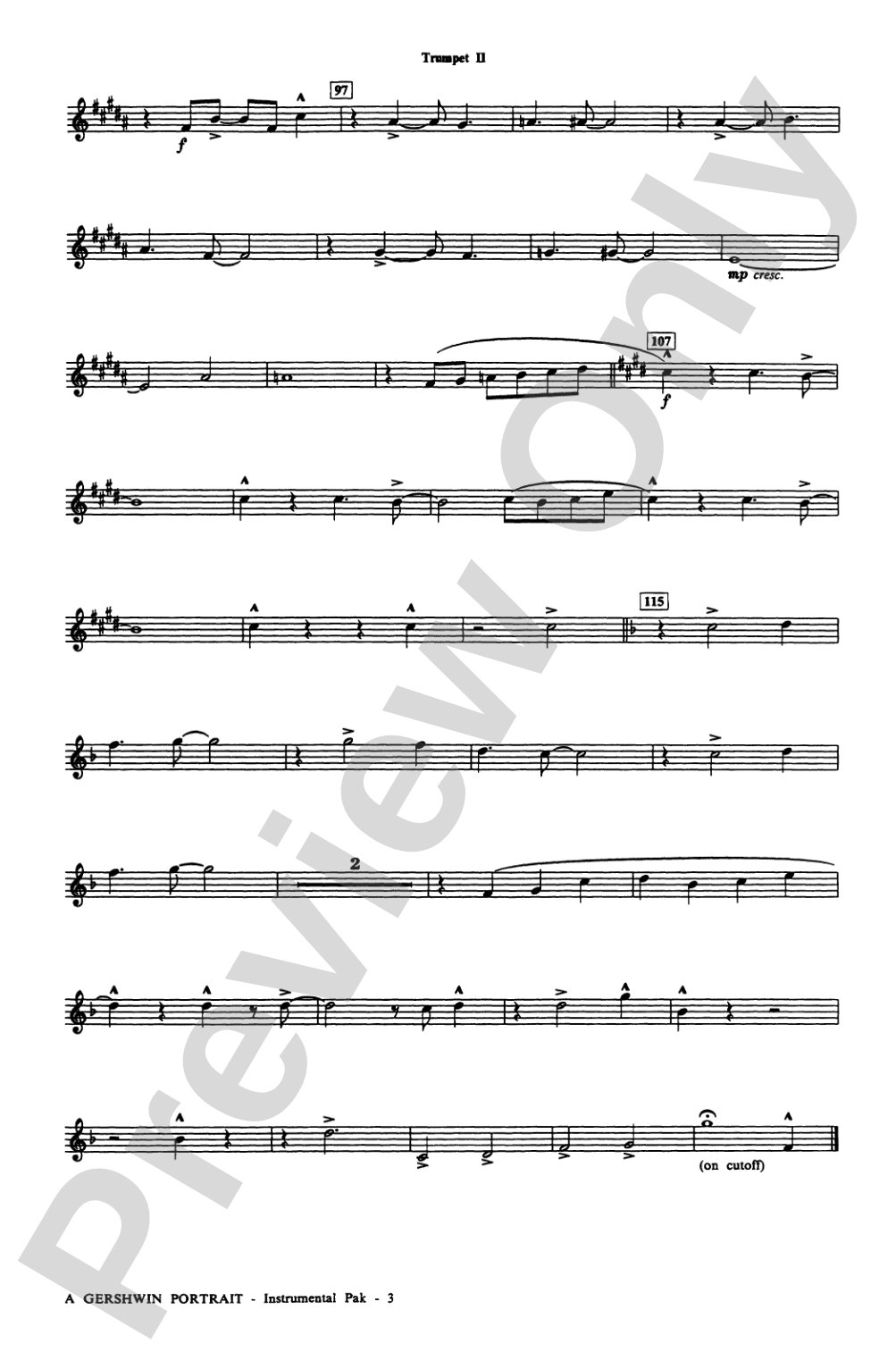 A Gershwin Portrait! The Music of George and Ira Gershwin: 2nd B-flat Trumpet: Choral Instrumental Parts