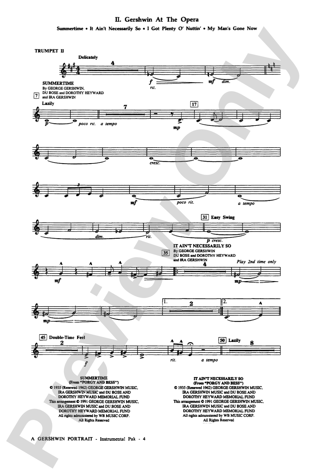 A Gershwin Portrait! The Music of George and Ira Gershwin: 2nd B-flat Trumpet: Choral Instrumental Parts
