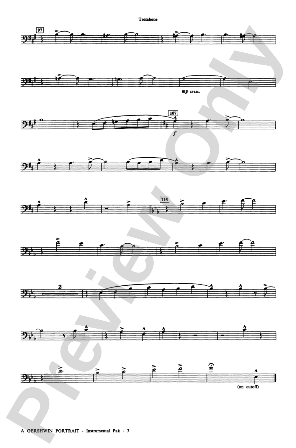 A Gershwin Portrait! The Music of George and Ira Gershwin: 1st Trombone: Choral Instrumental Parts