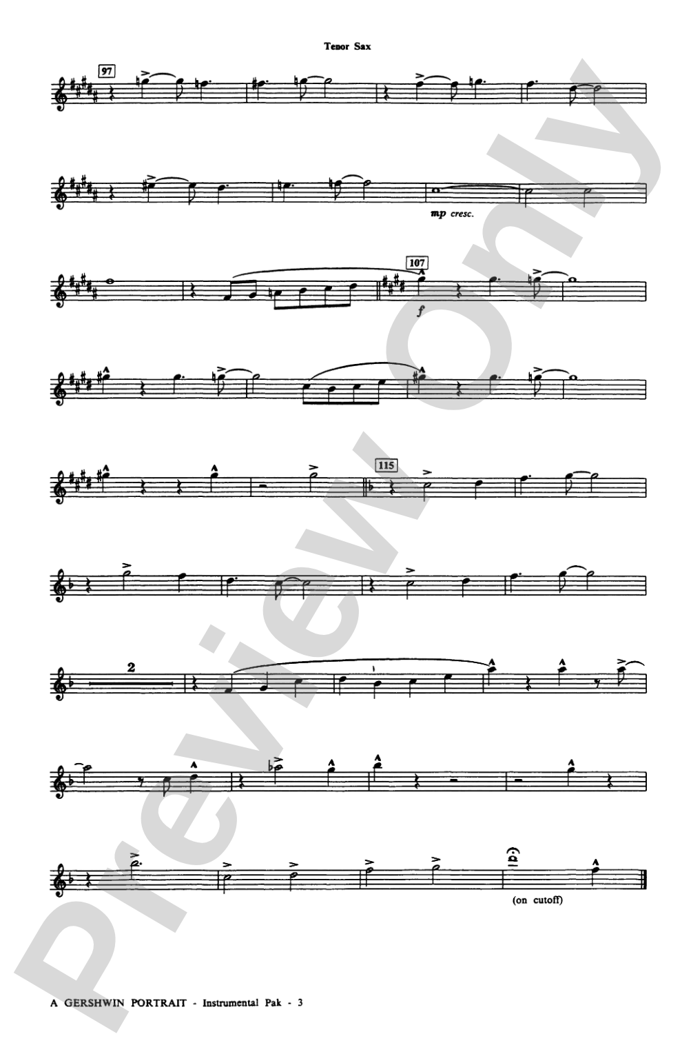 A Gershwin Portrait! The Music of George and Ira Gershwin: B-flat Tenor Saxophone: Choral Instrumental Parts
