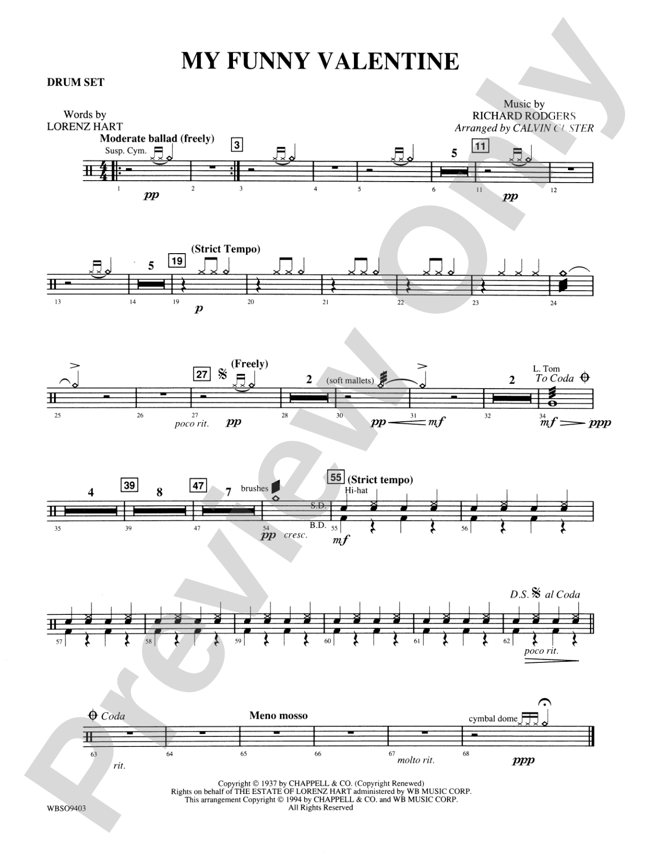 My Funny Valentine: Drums