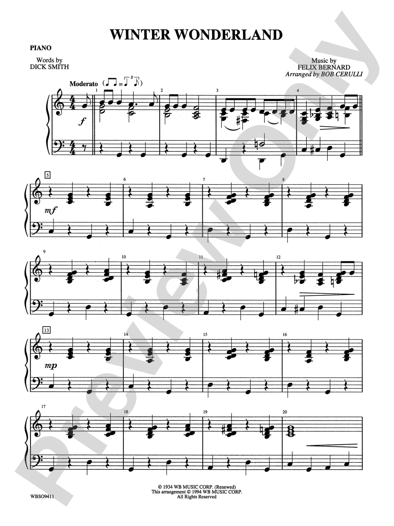 Winter Wonderland: Piano Accompaniment