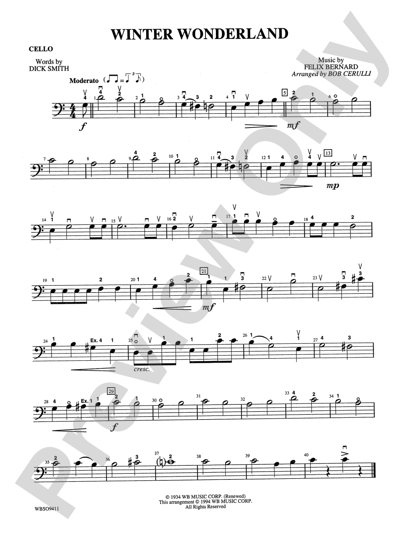 Winter Wonderland: Cello