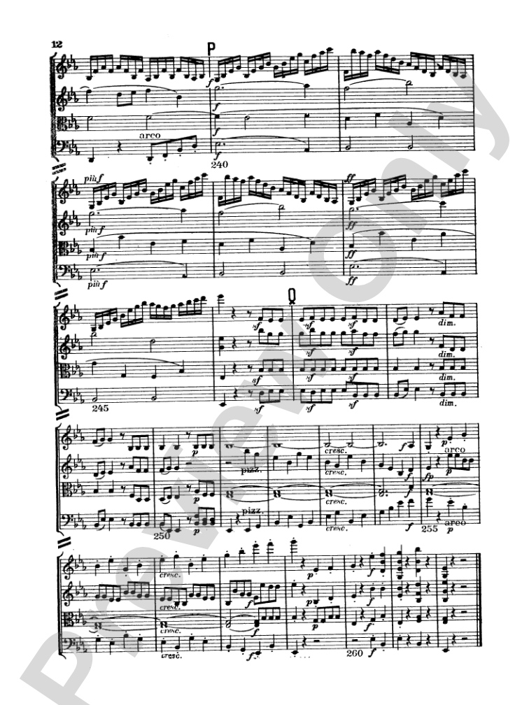 Beethoven: String Quartet in E flat Major, Op. 74: String Quartet Miniature Score