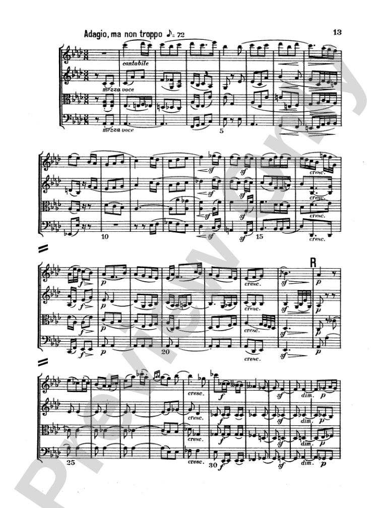 Beethoven: String Quartet in E flat Major, Op. 74: String Quartet Miniature Score