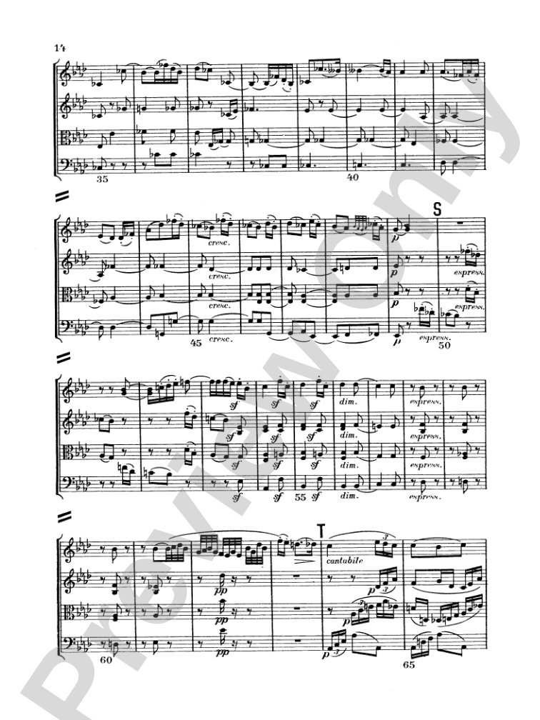 Beethoven: String Quartet in E flat Major, Op. 74: String Quartet Miniature Score