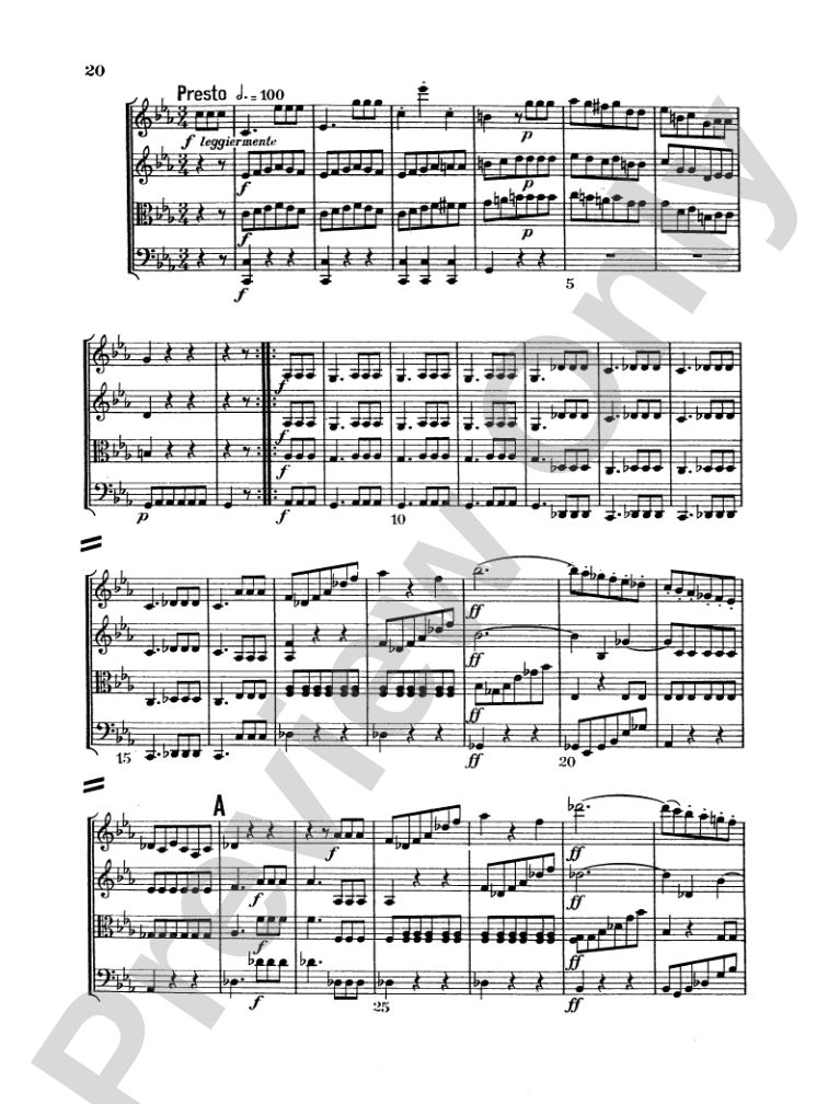 Beethoven: String Quartet in E flat Major, Op. 74: String Quartet Miniature Score