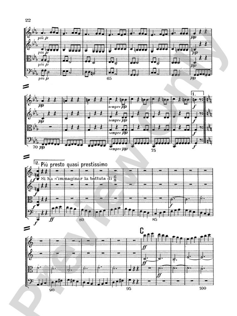 Beethoven: String Quartet in E flat Major, Op. 74: String Quartet Miniature Score